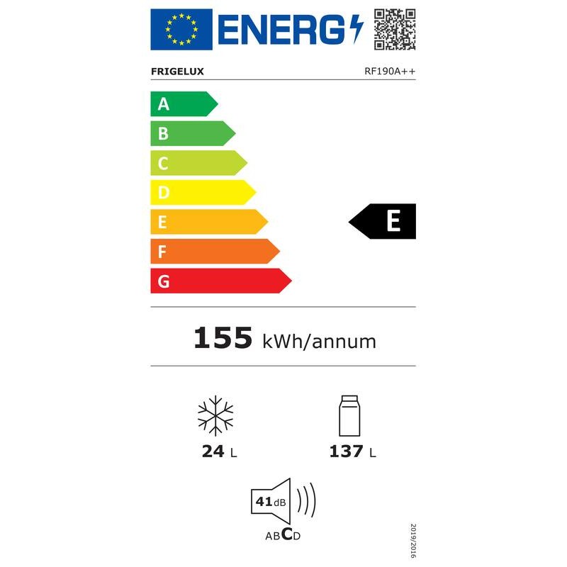Hvid Skabskøleskab RF190A++ 161L - FrigeluX