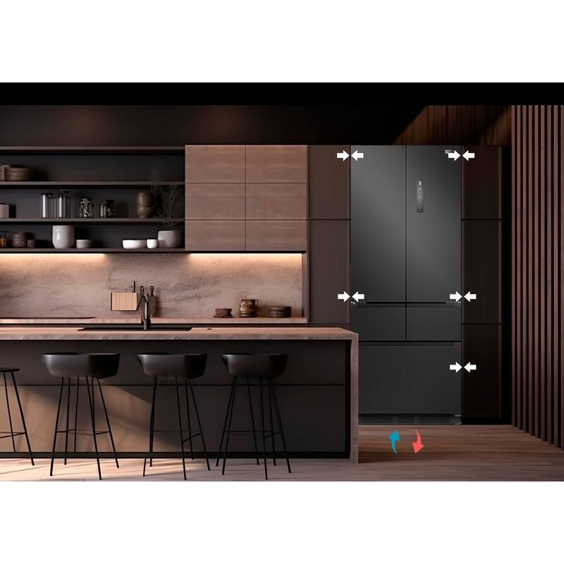 Sort French Door Køle-Fryseskab FRD190XBI 413L - FrigeluX